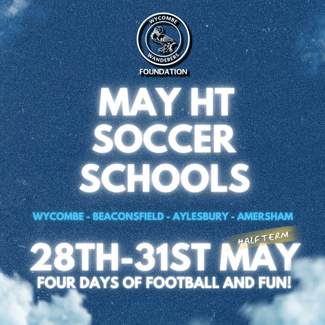 MAY HT SOCCER SCHOOLS ⚽️ Bookings are coming in fast for our May HT Soccer Schools! Secure your spaces at the below venues ASAP! ✅High Wycombe - limited spaces ❌Beaconsfield - SOLD OUT ✅Amersham - limited spaces ✅Aylesbury - limited spaces To book, click below 👇…