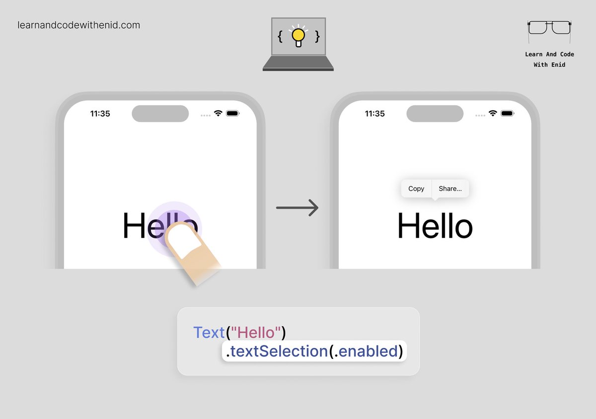 Making text selectable in SwiftUI💡 → learnandcodewithenid.com