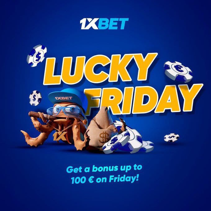 Today can be your Lucky Friday to become a billionaire,Enjoy up to 200% bonus on your first deposit and up to 100€ bonus this Friday. Place your bet on 1xbet, register with link:rb.gy/y70lx2 , use my promo code: Tolulope