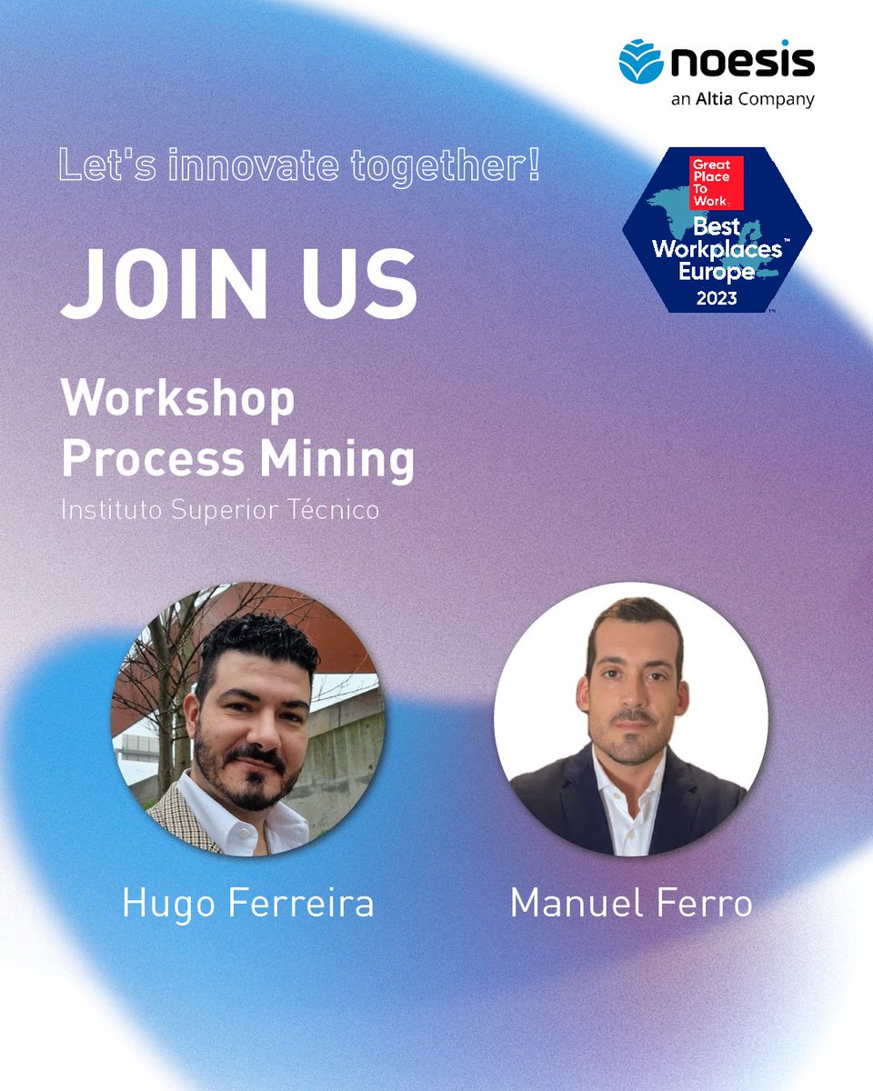 Are you ready to develop a killer product and conquer the Case Study challenge? 💥

Manuel Ferro and Hugo Ferreira are set to ignite your entrepreneurial spirit with insights into Process Mining. 💻💡

#teamnoesis #youngtalent #techcareers #workshop #ProcessMining #IST