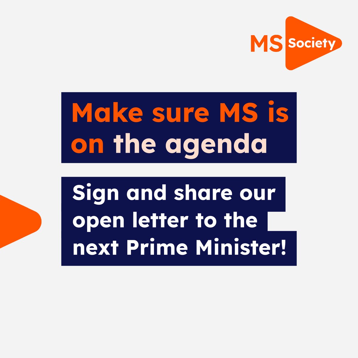 Wow! We’ve reached over 2500 signatures on our open letter to the next Prime Minister. Thanks to everyone who has signed so far.👏 People with MS deserve better! 📢Sign and share our open letter now and help us reach 5000 signatures! ➡️mssoc.uk/4duE6il