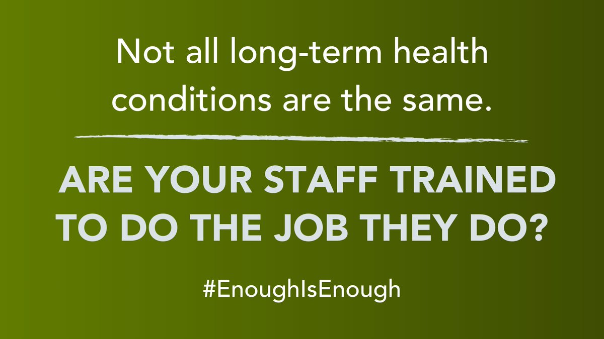 Not all long-term conditions are the same. Service managers must ensure their staff are trained to do the job they do. Our Fit to Care resource provides a reference for you to ensure the provision of appropriate education to your team ow.ly/na4b50Ryhfe #EnoughIsEnough