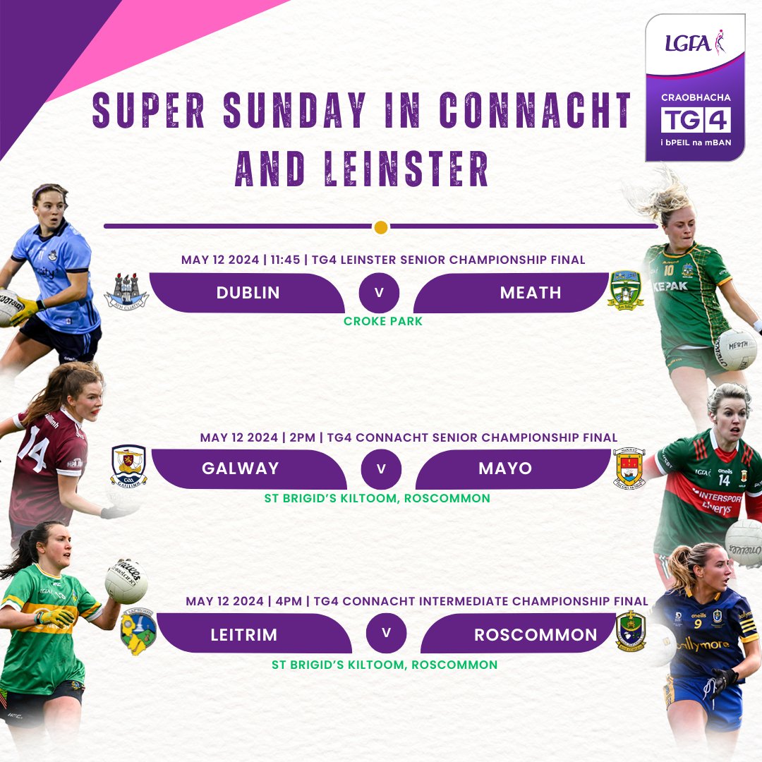 All you need to know ahead of Super Sunday - with @ConnachtLGFA and @LeinsterLGFA silverware up for grabs 🏆 How to watch➡️ bit.ly/3UVrARW Previews➡️ bit.ly/4dCj8hq Tickets➡️ bit.ly/4acW3yU (Leinster) bit.ly/3wfSfPR (Connacht) #ProperFan