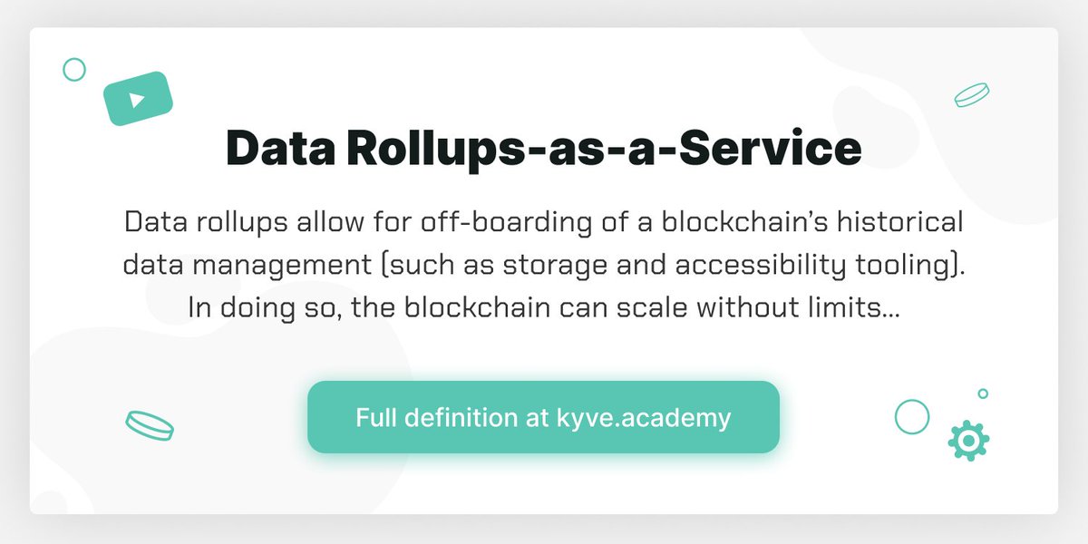 Happy Friday, KYVE-ers! Let's end the week with an important KYVE term:

💫 DRaaS 💫 KYVE provides Data Rollups-as-a-Service (DRaaS), enabling projects to off-board their historical data management in a decentralized way, providing data immutability for their developer community…