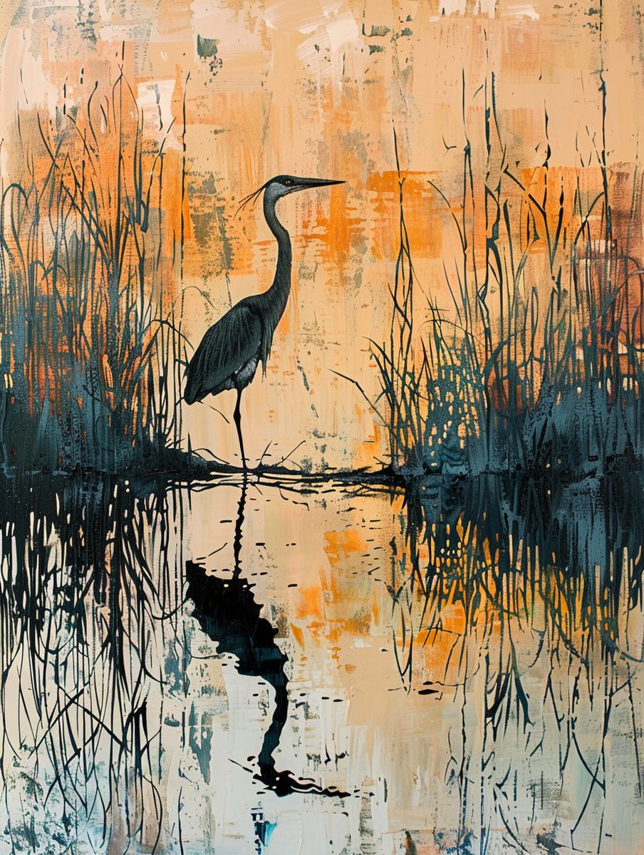 Happy Friday Prompt-share
Good morning all, looks like it is going to be a great day☀️
'atmospheric highly detailed impasto reflection of a heron in the reeds at daybreak --ar 3:4 --v 6.0 --style raw'