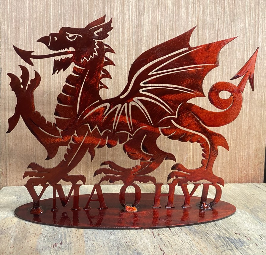 8 inch x 5 inch free standing yma o hyd dragons with an iridescent finish £30 inc. p&p cutandddraig@gmail.com cutandddraig.co.uk