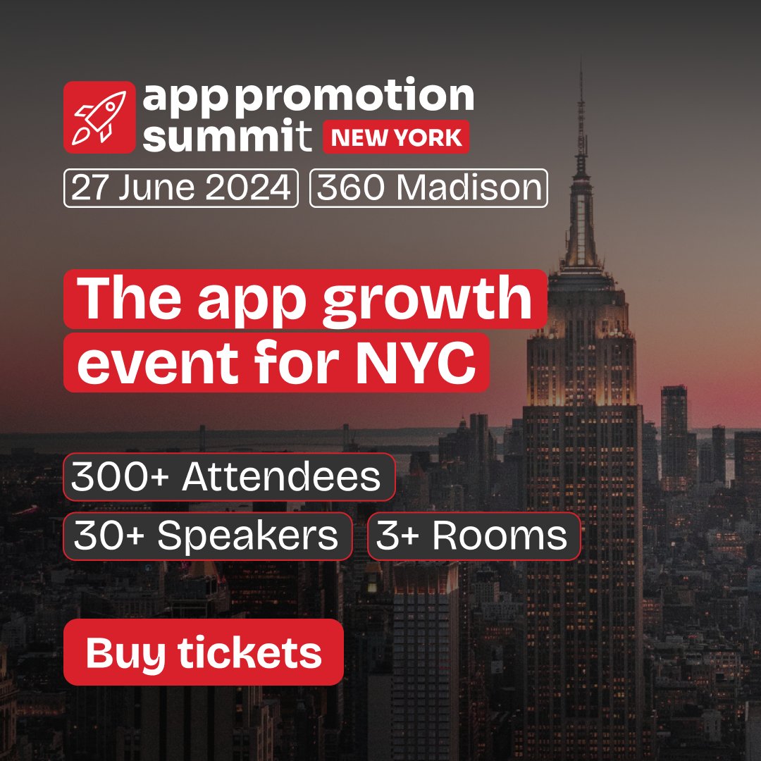 apppromotion's tweet image. Today is the final day to grab Super Early Bird tickets for App Promotion Summit NYC. 

Don&apos;t miss out on saving over $500! Join us for a day filled with insightful talks, panels, and workshops covering the latest in app growth and product strategies. 

apppromotionsummit.com/nyc/register/