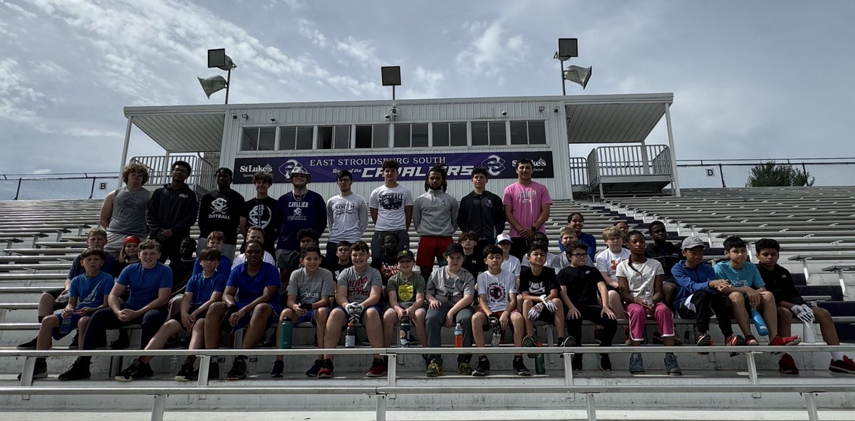 Members of the Cavalier football team presented a skills and drills seminar to boys and girls from ESE’s 5th grade classes.
