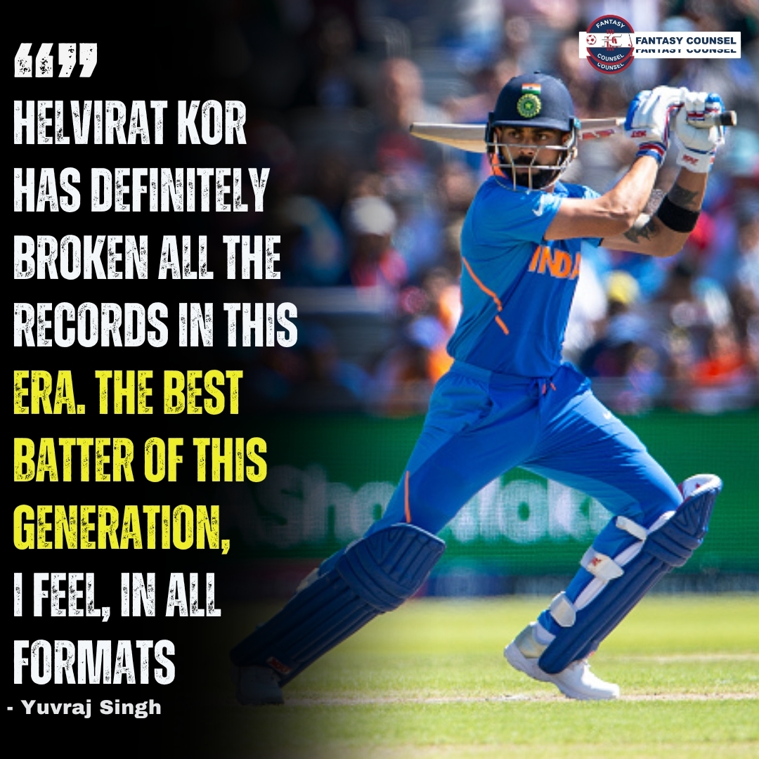 Yuvraj Singh believes 𝐕𝐈𝐑𝐀𝐓 𝐊𝐎𝐇𝐋𝐈 is the standout player of this generation across all formats 💙
.
.

.
.
#ViratKohli #YuvrajSingh #TeamIndia #IndianTeam #Indiancricket #fantasycounsel