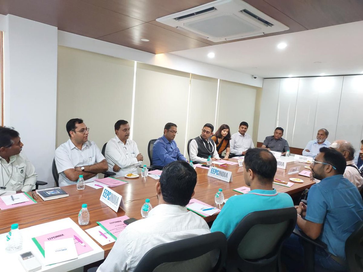 RC meeting for SR was held in Bangalore today Ms. B Kruti, Assistant @dgftindia, Mr. Veerabhadra Singh Janwar, Chief Manager, @IndiaEximBank, Mr. J V Raja Gopal Rao, Jt Director, @eepcindia seen