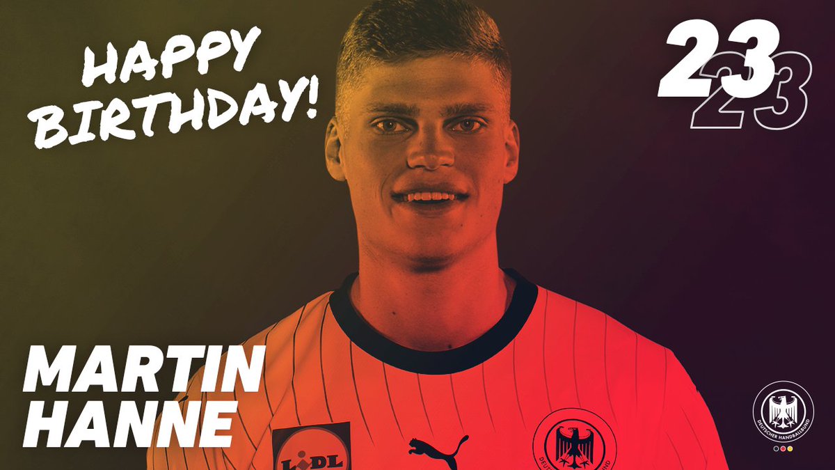 Herzlichen Glückwunsch! 🎂 Unsere Nummer 38 Martin Hanne feiert heute seinen 23. Geburtstag. Wir gratulieren ganz herzlich! 🥳👏 #WIRIHRALLE #aufgehtsDHB #Handball