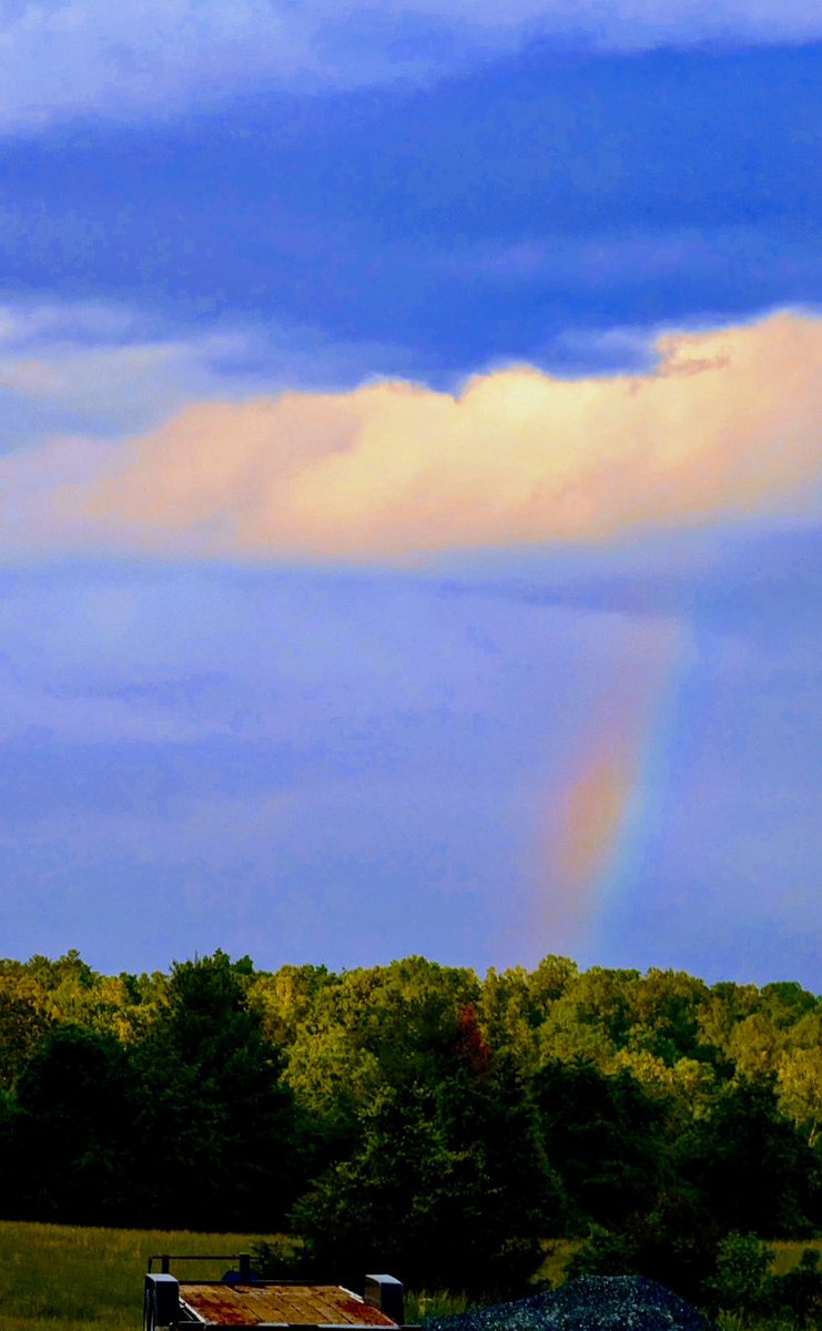 A faint rainbow in the distance over Albemarle County Thursday evening.
