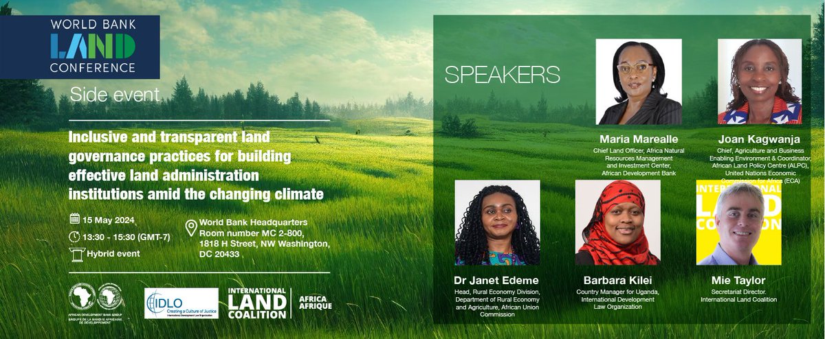 During the @WorldBank Land Conference, @AfDB_Group will showcase projects demonstrating good land management & #climateadaptation.

Speakers will offer best practices & research findings on #landpolicy & governance.

Join us: bit.ly/3UzbJXt #LandConf2024 #Land4Climate