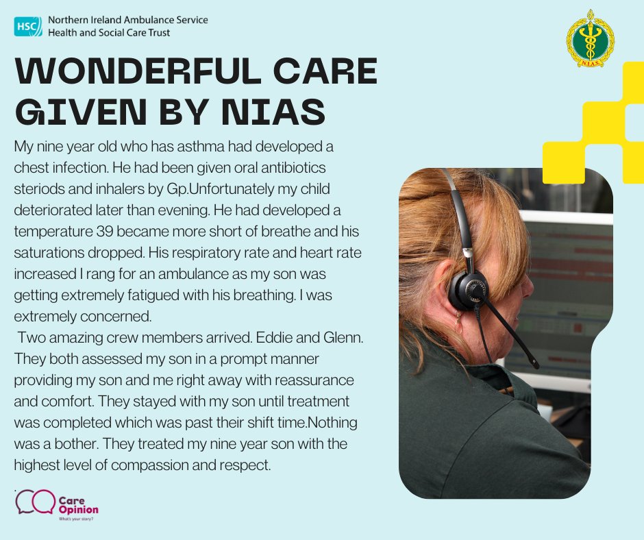'Wonderful care given by NIAS' @careopinion