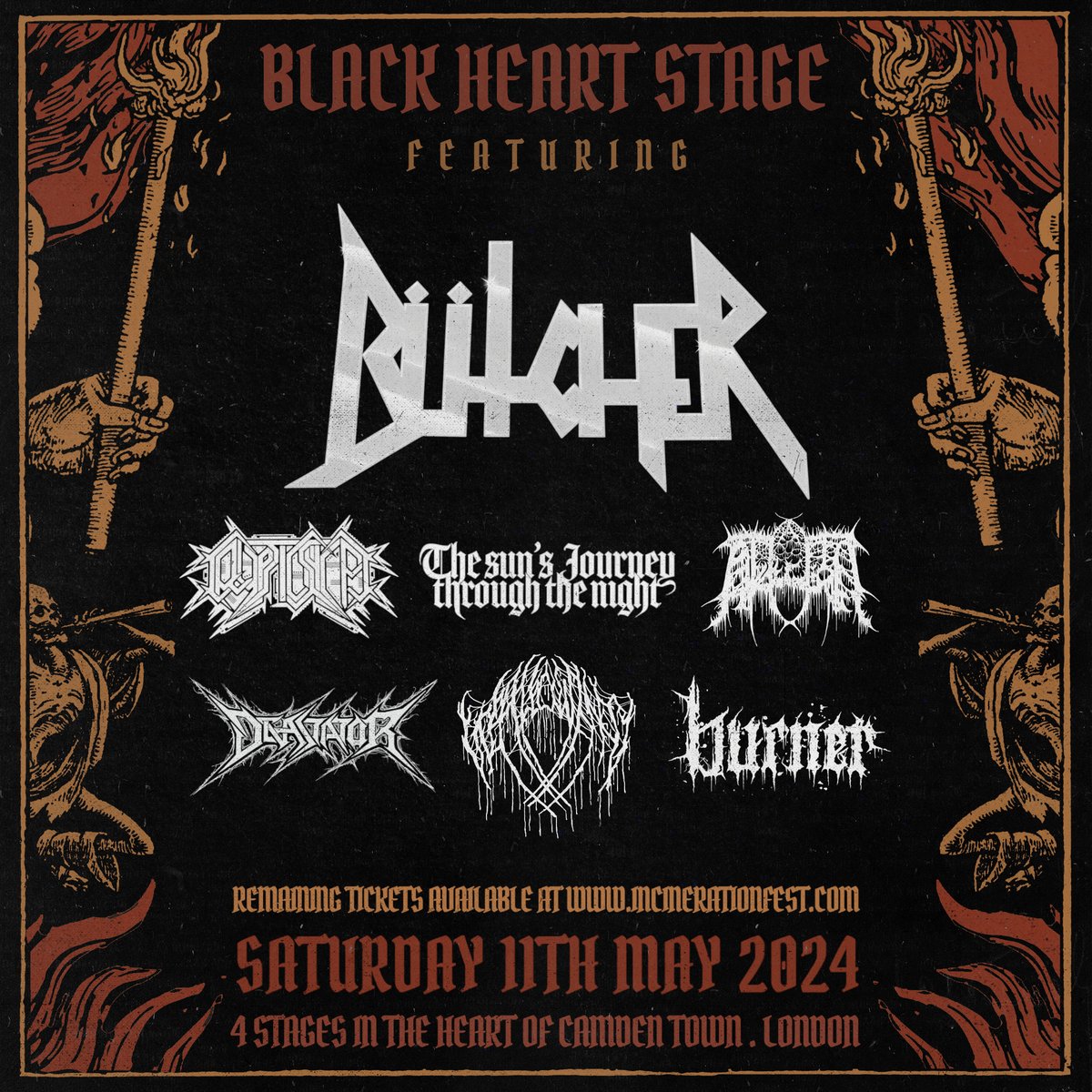 It is <a href="/IncinerationLDN/">Incineration Festival</a> tomorrow in London, and there's a heavy dosage of Church Road bands on the Black Heart stage 🔥

@burnermetal + <a href="/WALLOWING_NOISE/">WALLOWING</a> + The Sun's Journey Through The Night = total sonic obliteration! 

Tickets available here: incinerationfest.com