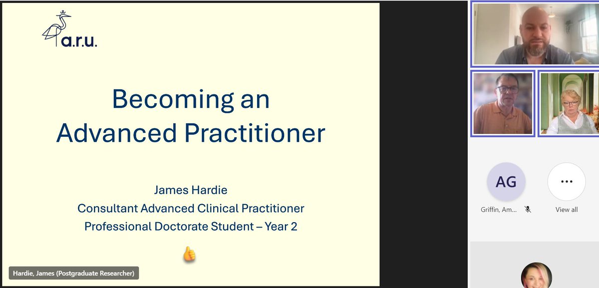 Our @FHEMS_ARU welcomes our #PGR students across all stages of their research. Here is James is in the early stages of his #aruDocHSC #practice based #professional #research with #impact.