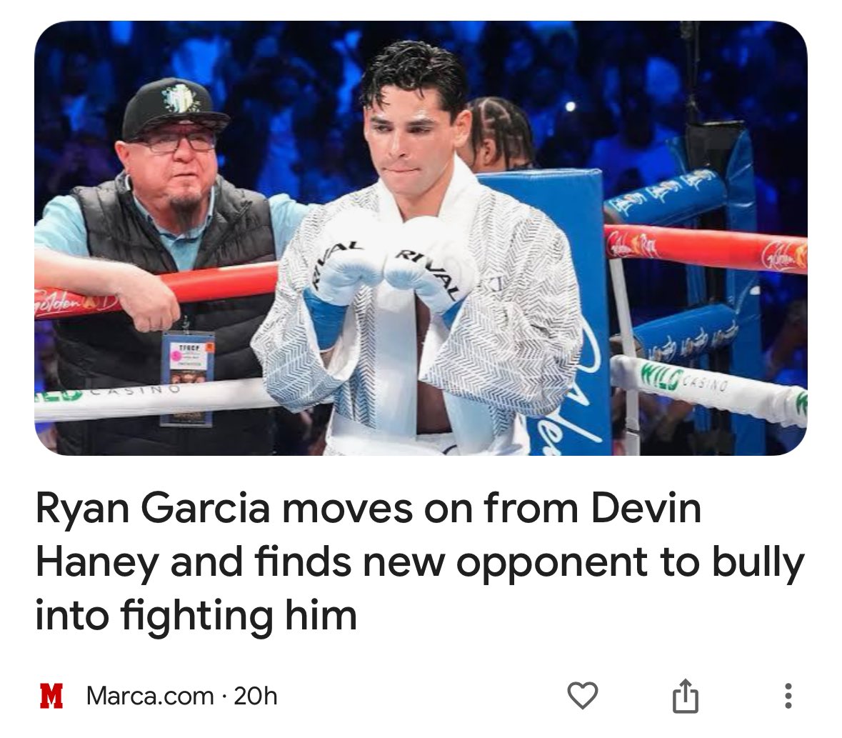 The mainstream media are now saying Ryan Garcia ‘bullied’ Devin Haney into fighting…

You can’t make this shit up 🤣 

@RyanGarcia