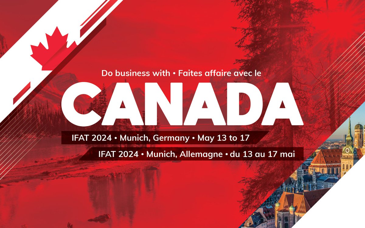 Treffen Sie kanadische Cleantech-Unternehmen auf der @IFATWorldwide in München vom 13. bis 17. Mai! Team Canada bietet mit @GWPnetwork, @GTAI_com & anderen ein umfangreiches Programm! Kontaktieren Sie @pacbouwer @TCS_SDC und finden Sie alle 🇨🇦 Profile auf ifat-canada.com.