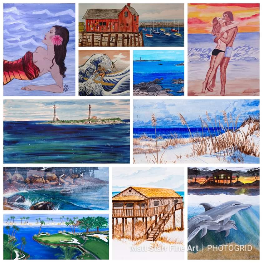 May 10th is Mother Ocean Day.  Here are some of my paintings with the ocean, one of my favorite subjects to paint. 
#mattstarrfineart #gift #giftideas #tshirts #homedecor  #ocean #sea #seascape #swimming #waves #beach #lighthouse #sanddune #seagulls #dolphins #boat #ships