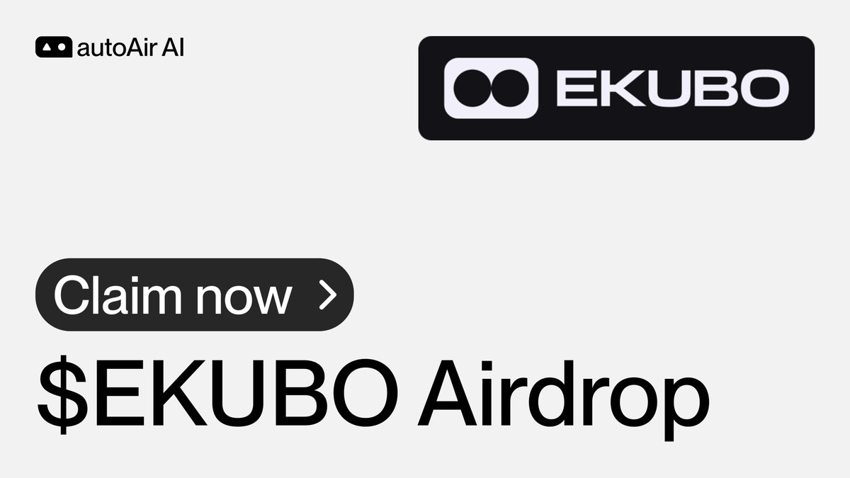 🪂 Ekubo Airdrop Claims Now Open! > Claim here: app.ekubo.org/$EKUBO @EkuboProtocol gave away a massive 33% of their total supply! If you actively used the Ekubo DEX on @Starknet (swapped tokens or added liquidity) and earned points, it's time to claim your free $EKUBO