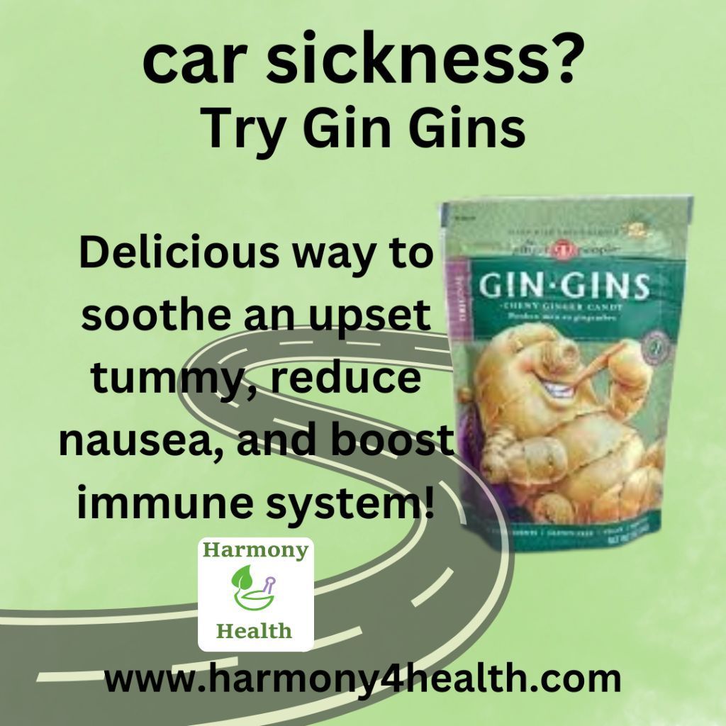 Take Gin Gins with you on your next car trip to help combat motion sickness! #carsickness #harmony4health #h4h #sh

harmony4health.com