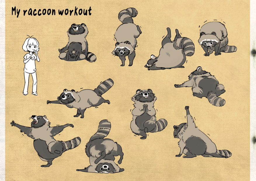 Raccoons are nailing the #flexibilitychallenge this week!  Is your downward dog as impressive? #yogapose #animalmemes #getoutside