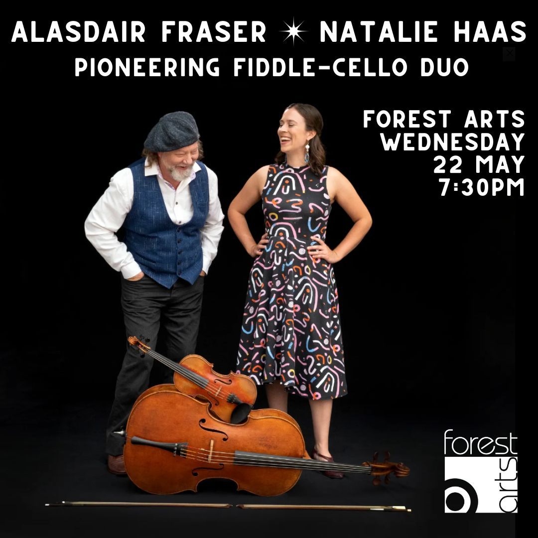 The musical partnership between consummate performer Alasdair Fraser and brilliant Californian cellist Natalie Haas spans the full spectrum between intimate chamber music and ecstatic dance energy. '...sublime instrumental music' Songlines. Tickets: buff.ly/3UgKj8D