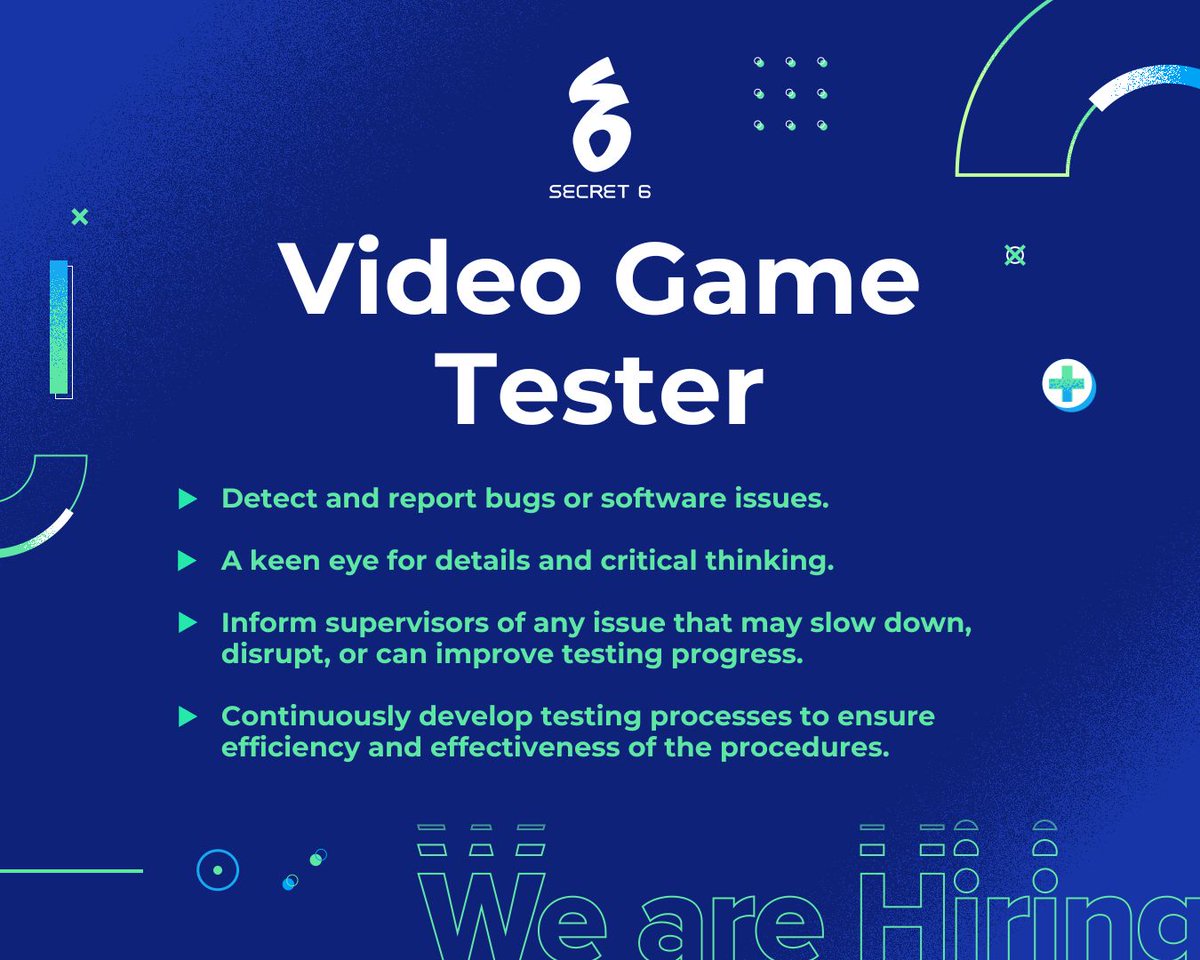 ✨ Join our team as a #VideoGameTester. 

Use your gaming skills and knowledge to ensure top-notch gaming experiences by detecting and reporting bugs, providing valuable insights to improve testing processes, and contributing your critical thinking skills to enhance our projects.