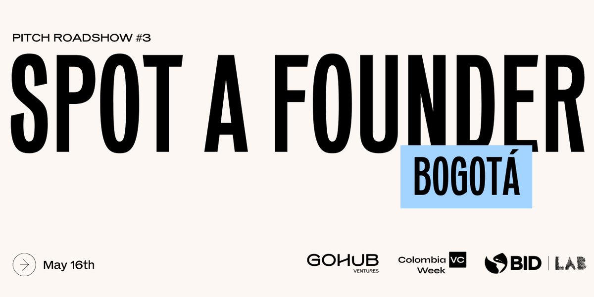 📢 @VAL0PES, R-Daniel, @lukount, @UptimeAnalytics, and Vozy are the five selected #startups that will participate in the third edition of 'Pitch Roadshow: Spot a Founder' 📅 May 16th, 16:00-18:00h 📍 @camaracomerbog (Chapinero) ✍ Join us! rockstart.odoo.com/event/pitch-ro…