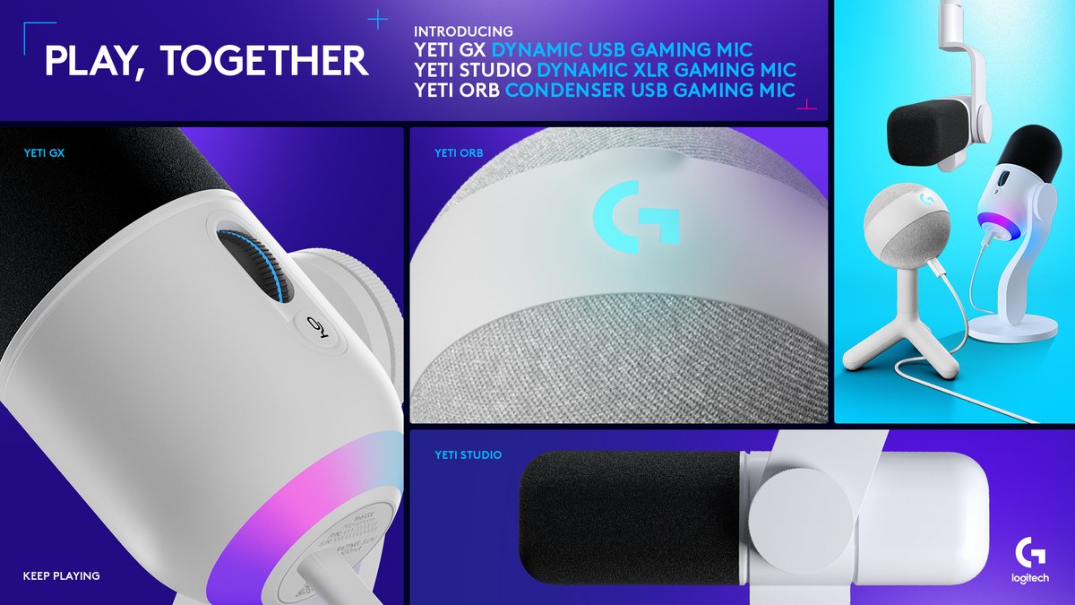 🎤 Audio just got brighter! Yeti Orb, Yeti GX, and Yeti Sona microphones are now available in white! 🌟 Stand out with style and clarity! ✨🎙️✨