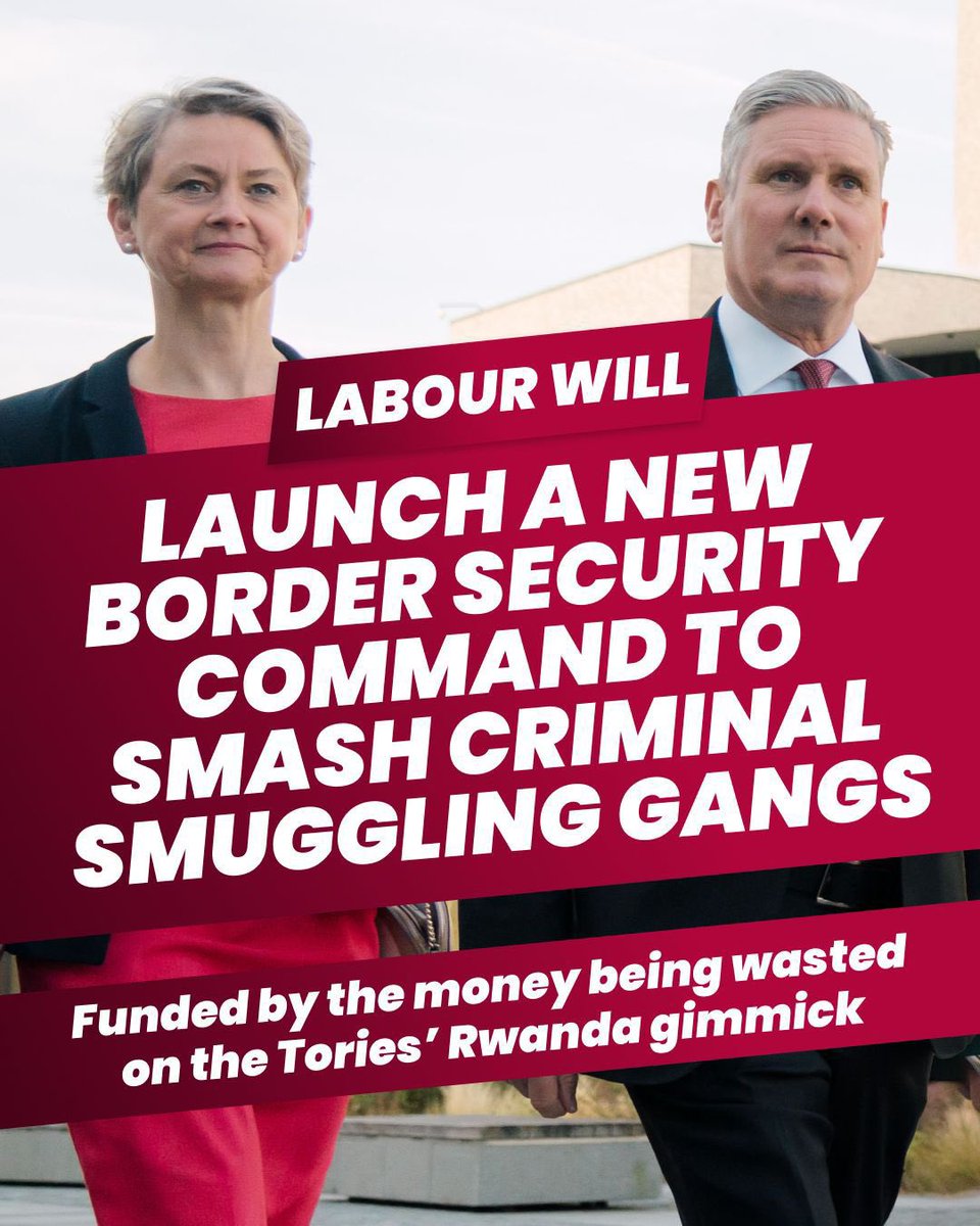 Dangerous boat crossings undermine our border security & put lives at risk. Labour will set up a new Border Security Command with new counter terror style powers, specialist investigators & cross-border police to smash criminal smuggler & trafficking gangs.