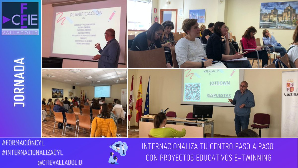 Breves pinceladas 🖌️ sobre cómo internacionalizar🌎 un centro paso a paso 👣 con proyectos @eTwinning_es. Jornada informativa con el embajador de Valladolid, @imfernandohid el pasado día 8 de mayo 🗓️. @educacyl  #FormaciónCyL #internacionalizaCyl