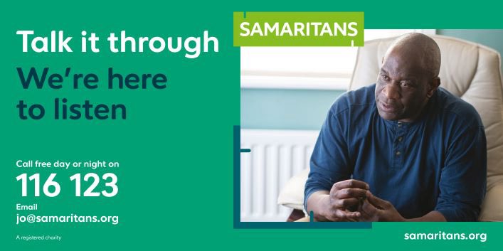 Sometimes problems can feel so huge when they’re stuck in your mind, but speaking about them out loud breaks them down which makes things feel more manageable. 

We’re here day or night if you need to talk about how you’re feeling. 💚

#Herefordshire #HerefordSamaritans #TalkToUs