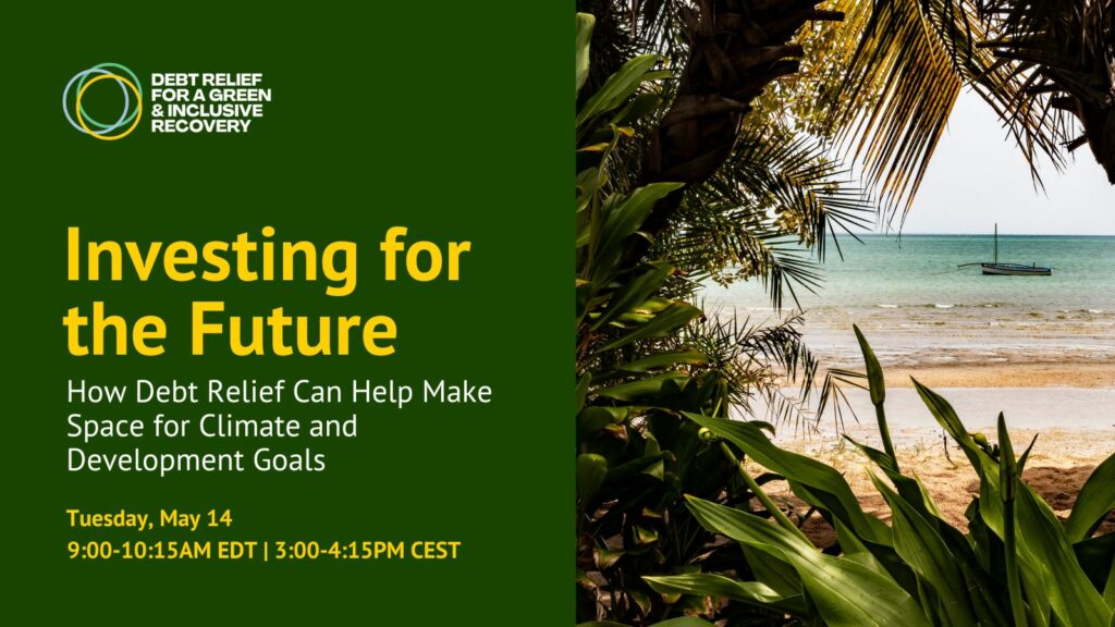 Join us on Tues., May 14, on an webinar discussion on how debt relief can help make space for climate and development goals with @1sakhtar @UliVolz @BogoloKenewendo @Jmhaas @njorogep. Register to attend 👉 drgr.org/events/investi…