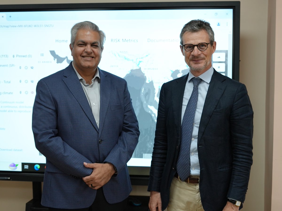 Pleasure to welcome Hervé Delphin, @EUAmbIndia to @cdri_world HQ today. Discussions with #CDRI DG Amith Prothi centered on the Coalition's work to enhance #resilientinfrastructure, including the Infrastructure for Resilient Island States Programme that 🇪🇺 generously supports.