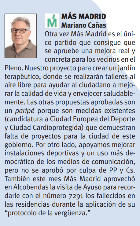 Nuestra columna en la revista municipal sobre el último pleno.