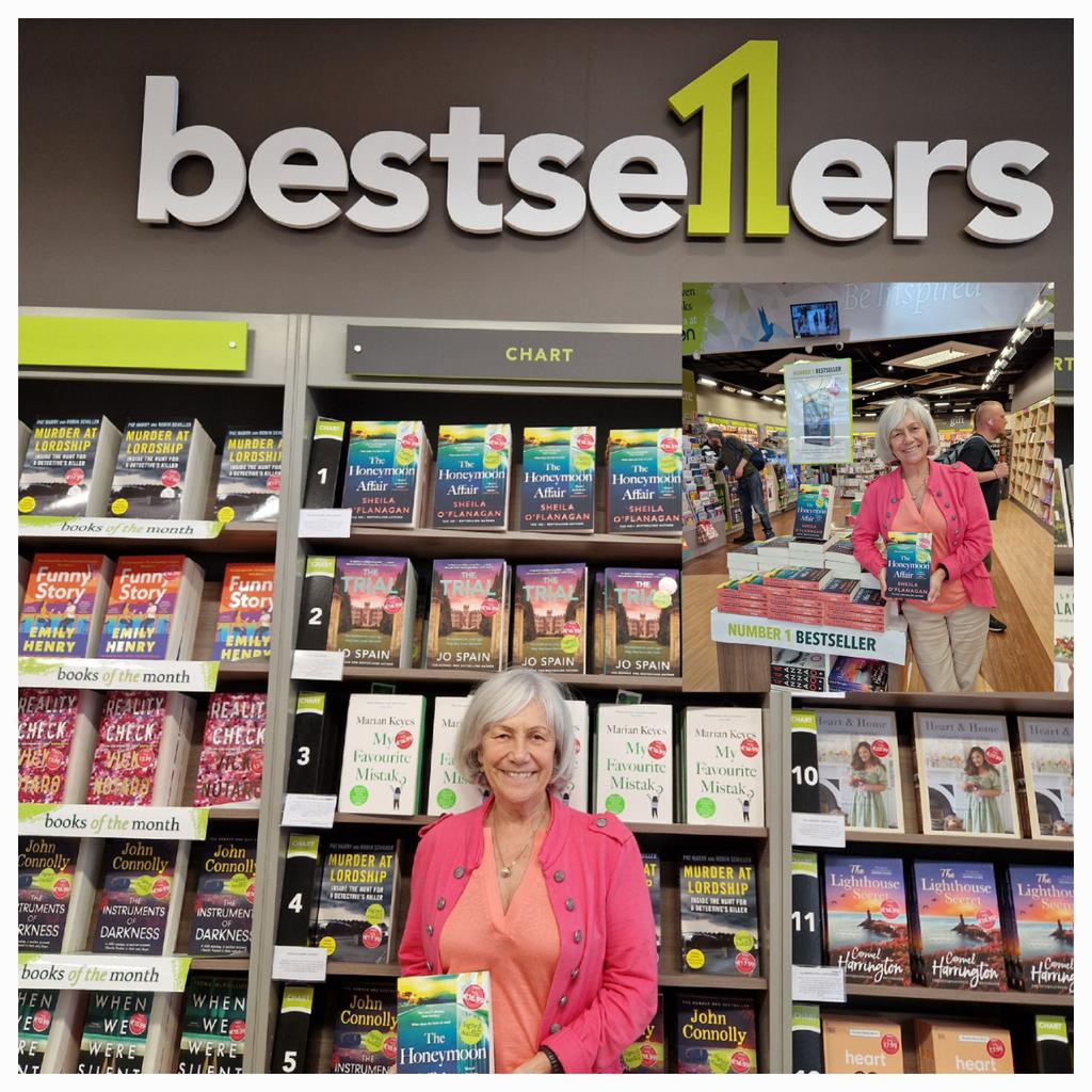Great #1 Bestseller spot in @easons St Stephen's Green centre for @sheilaoflanagan and her new novel ##TheHoneymoonAffair 
Many thanks to Glenn, Alan and the lovely booksellers.
@headlinepg