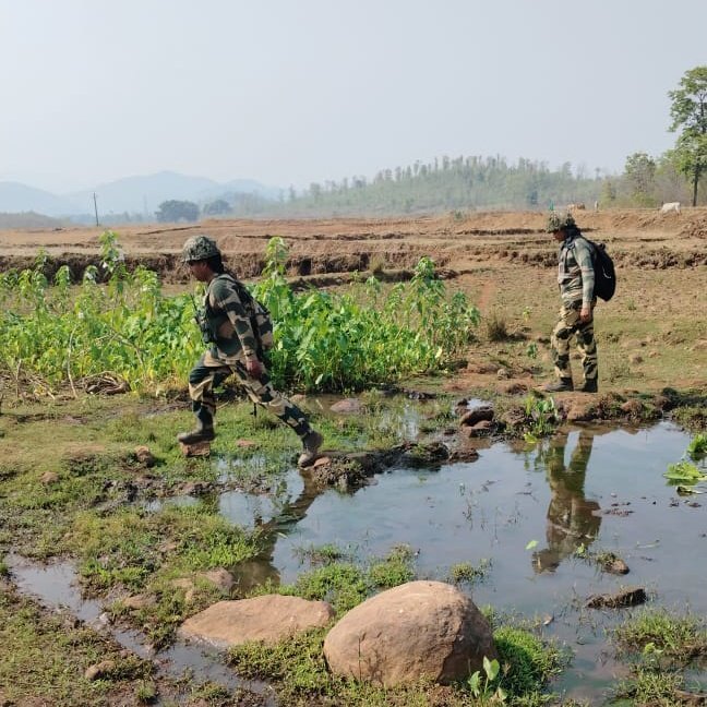 'Guardians of Peace: Brave BSF soldier patrols the rugged terrain of Naxal-hit Odisha, standing firm in the face of adversity.' #BSF #FirstLineofDefence #BSFOdisha