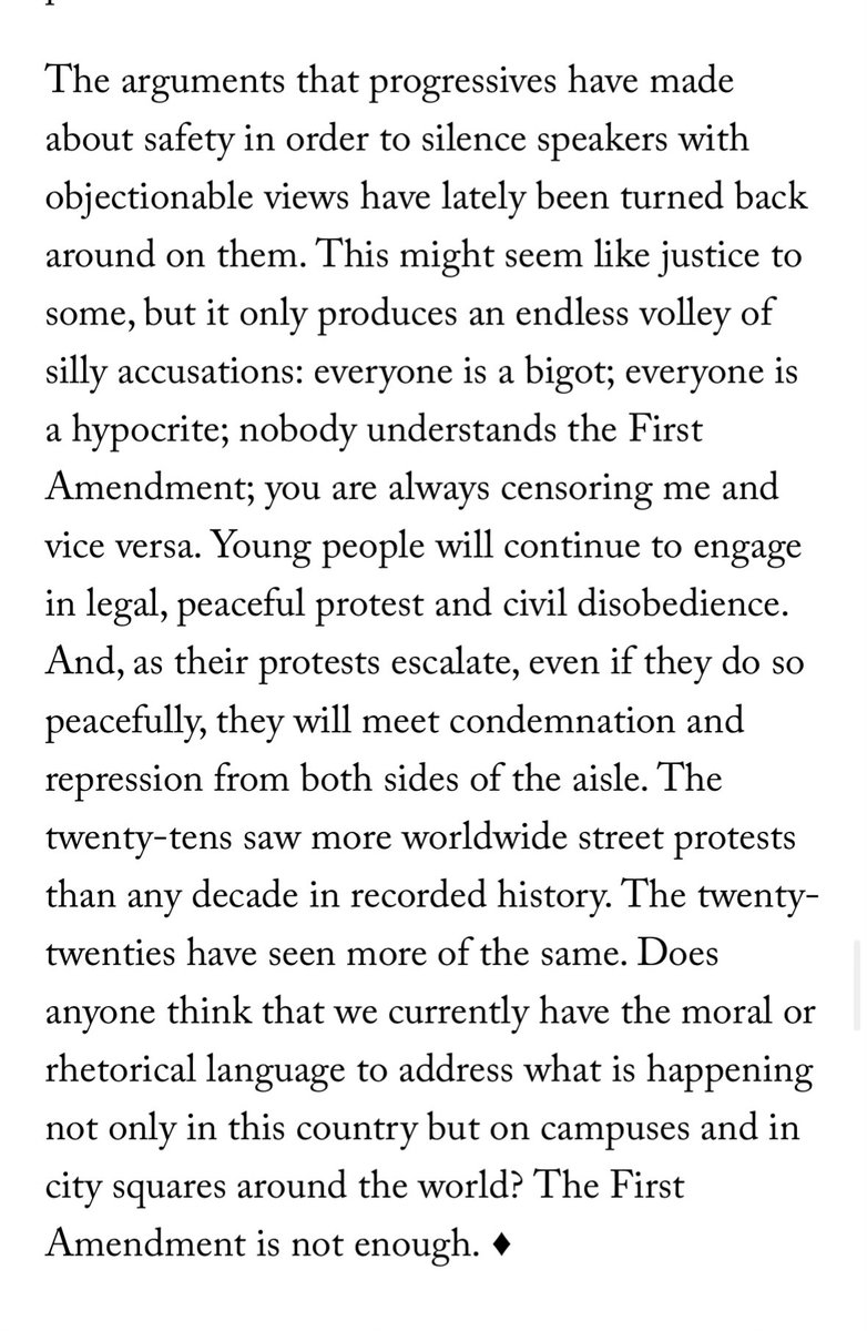 Will end w some questions: do you think we are meeting this moment? Do the arguments you see made regarding the 1a actually make sense? Do you believe it will protect if/when your dissent gets crushed? And do you actually believe in safetyism or are you just tolerating it?