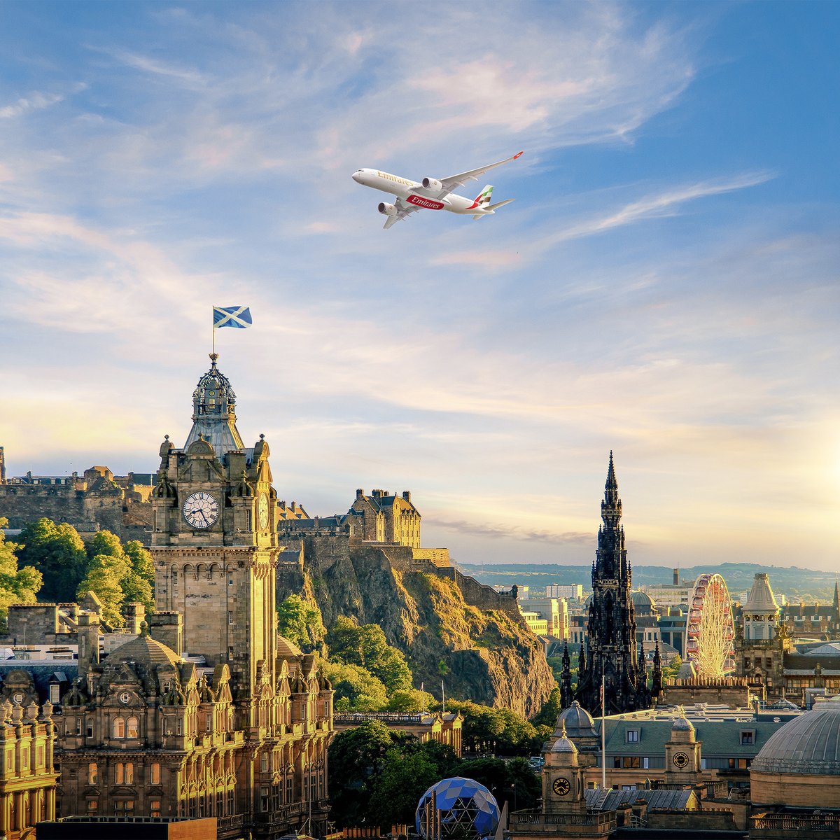 We’re back in Edinburgh! Starting from 4 November, customers can enjoy daily A350 flights to the Scottish capital. 🏴󠁧󠁢󠁳󠁣󠁴󠁿 emirat.es/9cnmzg
