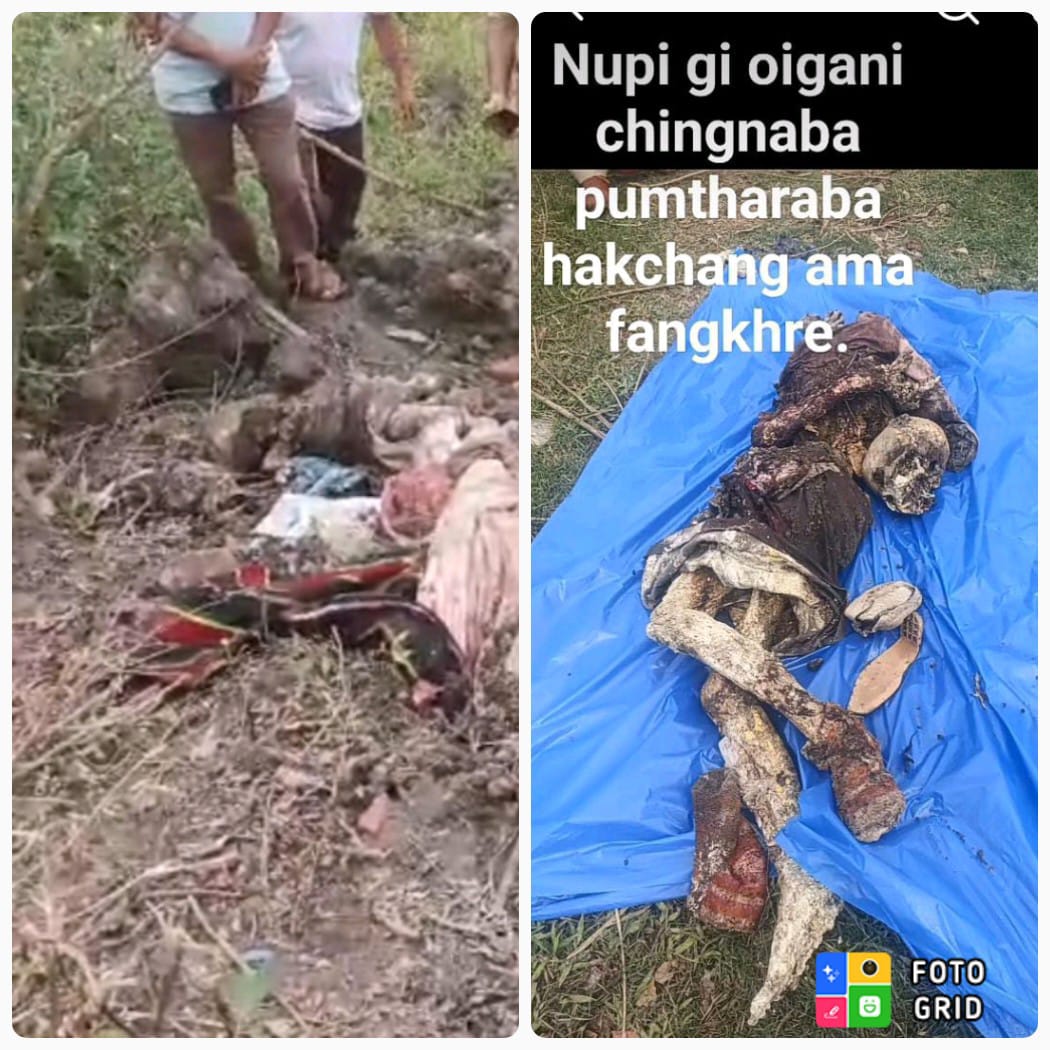 Pic 1: Where are they? Where are their bodies? These pictures are of Kuki_Zo women Pic 2: Today, a body was found who is believed to be a #Kuki_Zo woman in Manipur. The traditional wrap around called Ponve near the body belongs to a Kuki_Zo. More bodies like this are believed to…