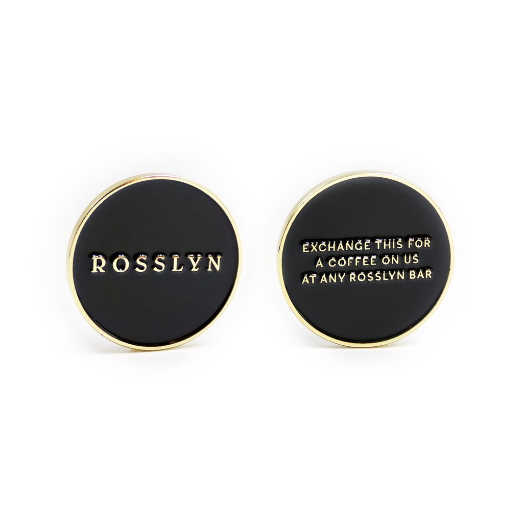 We love the concept behind these Double Sided Enamel Coins we produced for @rosslyncoffee 🖤☕️ #EnamelCoins #ChallengeCoins #RosslynCoffee