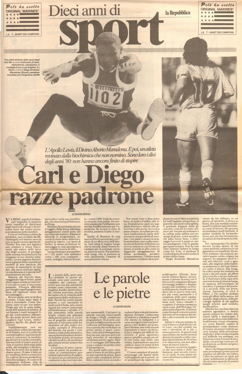 🅲🅾🅼' 🅴🆁🅰🆅🅰🅼🅾… #GianniBrera #GianniMura @repubblica 27/12/1989 #ritaglidistampa #dieci_anni_di_sport #CarlLewis #Maradona #DiegoEterno @giuliocardone69 @pazzoperrep @giusmo1 @CarloVerdelli @SentieroDigital @PiervittorioM @aligip @matteopinci @PerSaturno @sergtosi