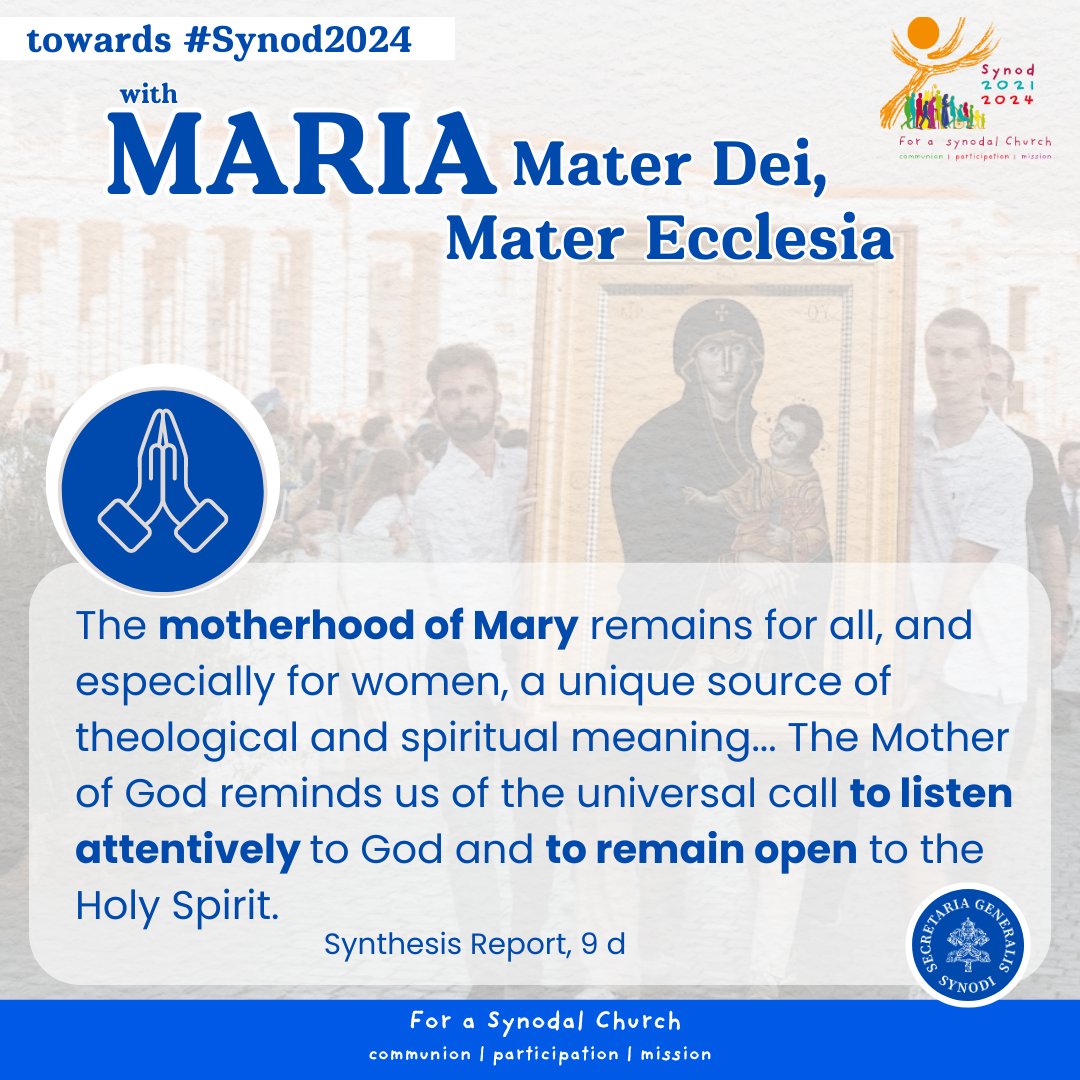 In this Marian month, let's reflect on the profound significance of Mary's motherhood in our #SynodalJourney. Like Mary, let's embrace both the joys and sorrows of life, remaining open to the Holy Spirit's guidance. 🌹🙏 #Synod #Synodality
