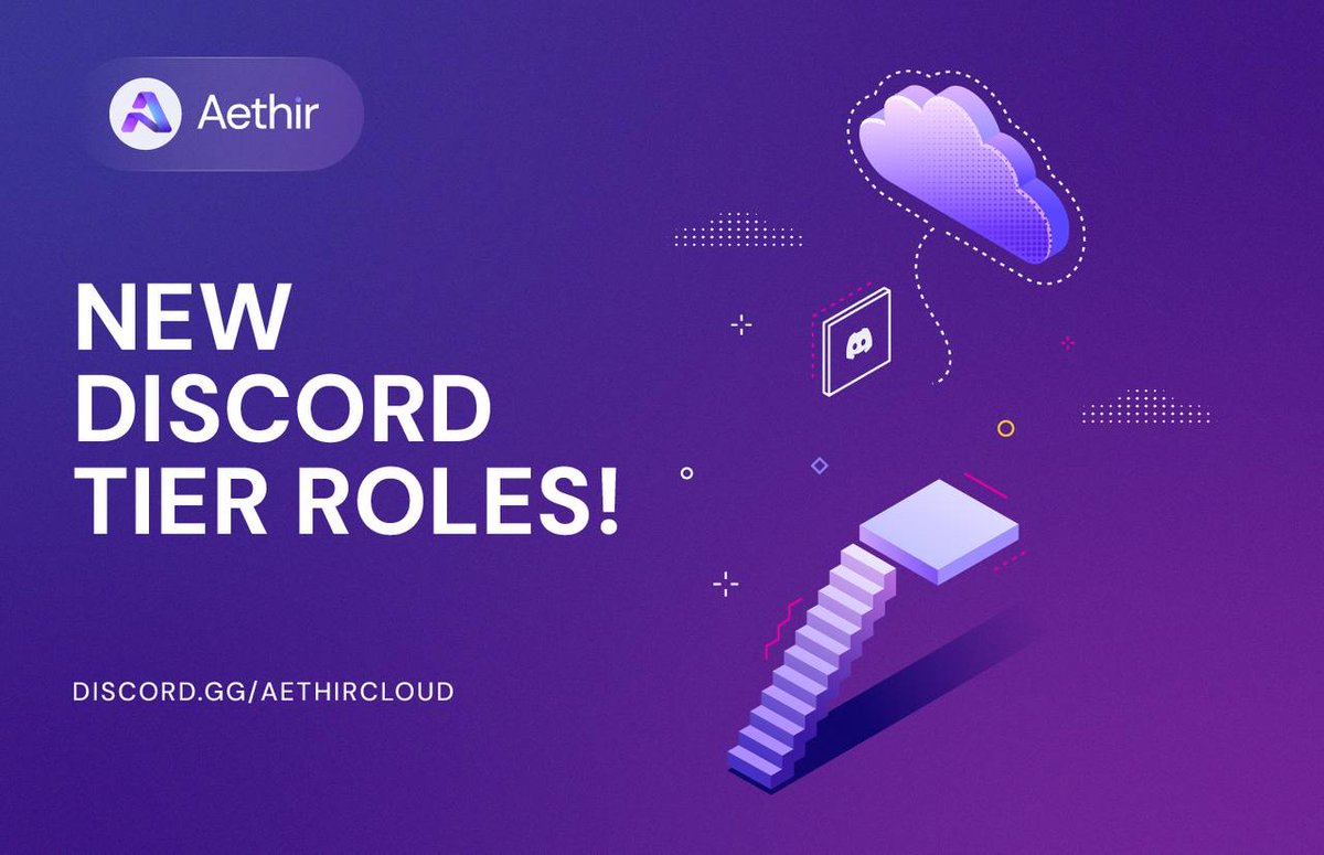 AethirCloud's tweet photo. 🗣New Discord tier roles are here!

Our community is rapidly growing and we want to recognize and reward your involvement with the Aethir ecosystem. To do so:

Join our discord 🔗: https://t.co/KKrfrRvtBq
🔻
Climb 10 ranks from Cloud Novice all the way up to Cloud Master 
🔻
Unlock exciting new opportunities for content creation, ambassadorships, rewards and more

👉 Connect your wallet to achieve tier 1 role 
Get a full breakdown of our tier role system by joining today’s AMA on discord to progress to tier 2 🔥
