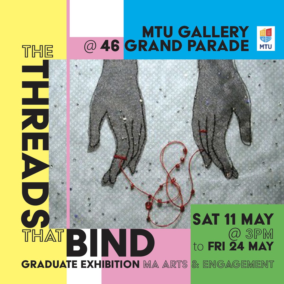 'The Threads That Bind' features work by MTU Crawford @maartsandengagement students. Opening in @mtugalleryat46grandparade Saturday @ 3pm May 11th. All welcome! Featuring work that explores the role of the arts in the social context. The exhibition will run until May 24th.