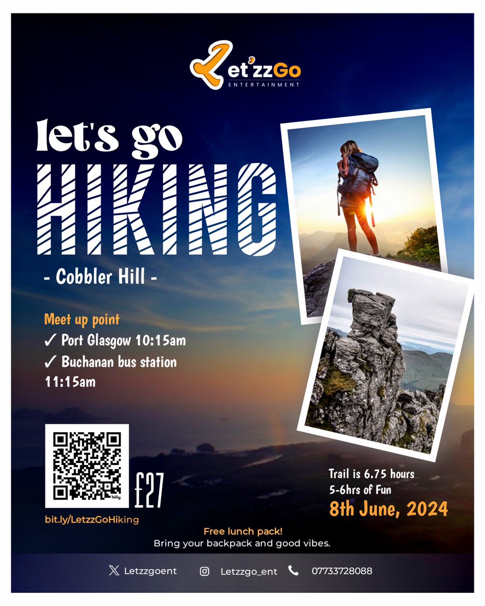 Let’zzGo hiking. 

You want a sun kiss picture, you want to have a feel of something different? 

Jump on the train, be among the 30 Hikers to The cobbler Hill.