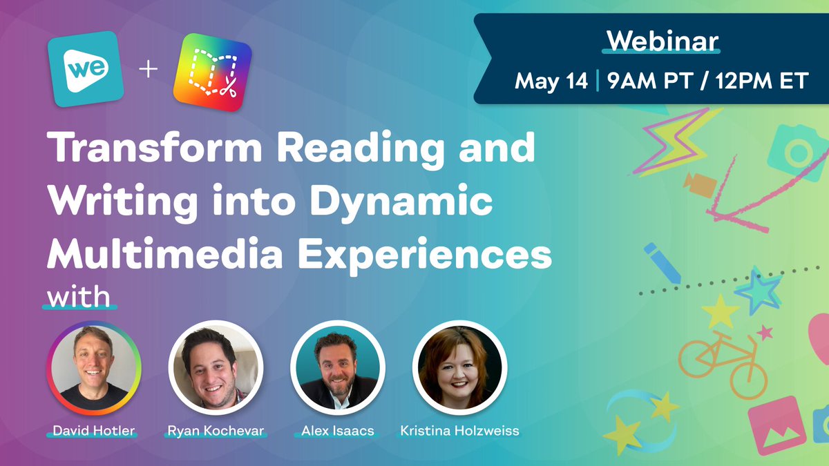 😄 to join such a fab group of #edtech leaders for this @BookCreatorApp + @WeVideo webinar on 5/14! Looking forward to sharing how these 🔥 platforms allow #teachers + #students to amplify their creativity w/media. Please join us @ 12 PM ET! Register 👉 hubs.la/Q02wvlg40