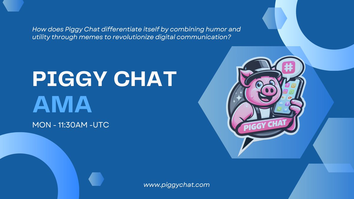 PIGGY_CHAT's tweet photo. 🐷 Join us for an #AMA session on how #PiggyChat is redefining digital communication with its unique blend of humor and utility through #memes! 

🚀 Get ready to explore the future of online interactions. 

TIME : MON-11:30AM-UTC

#PiggyChat #DigitalRevolution #AMA #deso #meme $PCHAT #piggy #Solana #Raydium #socialfi #crypto #cryptocurrency 

https://t.co/1kl7bNVvRq