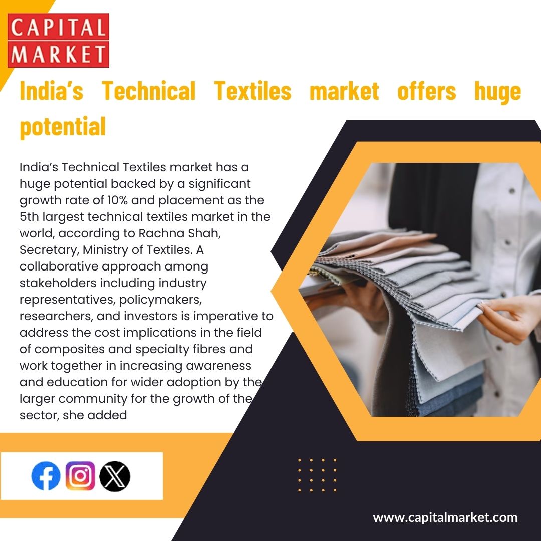 Unraveling India's Boundless Potential: Exploring the Thriving Market of Technical Textiles Like | Share | Follow For Daily Updates. capitalmarket.com #textile